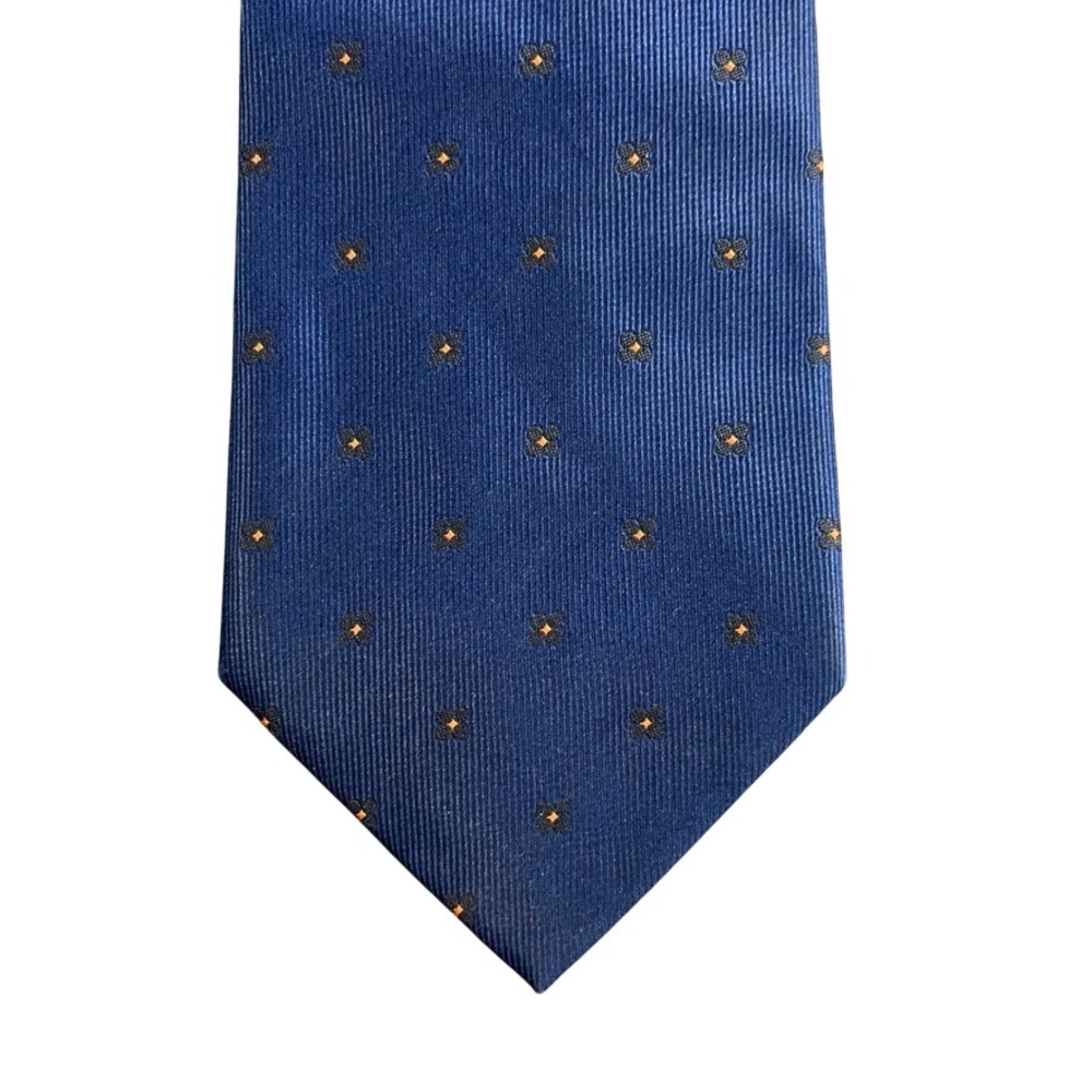 Stan Herman JetBlue Navy Blue Floral Geometric Uniform Necktie 60 Inch